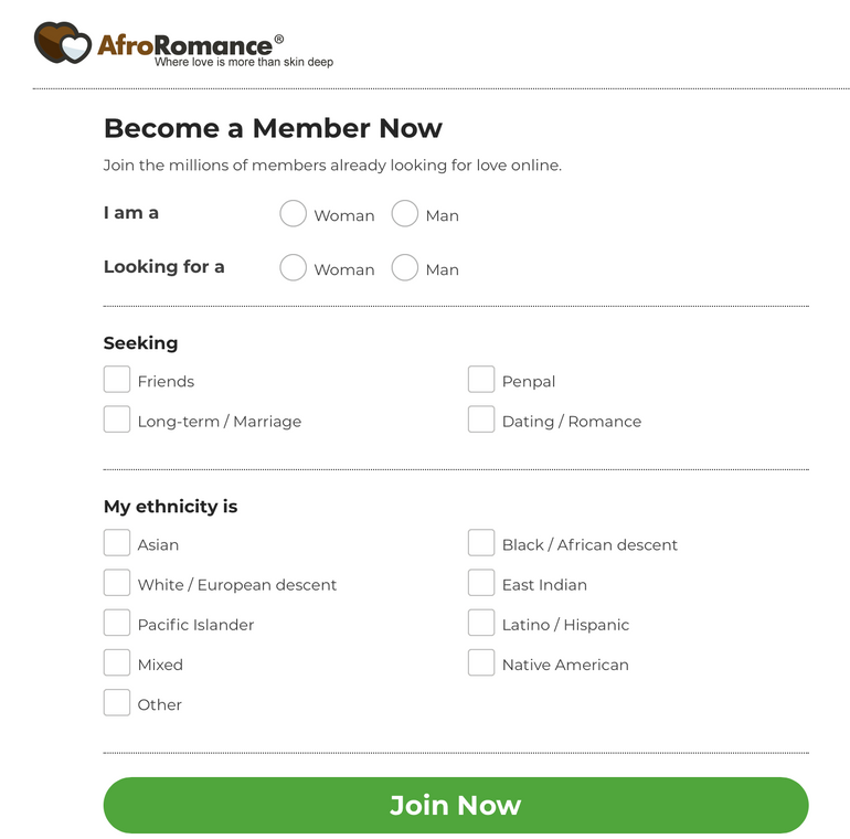 Afroromance sign up
