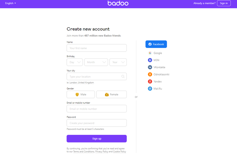 Badoo Registration